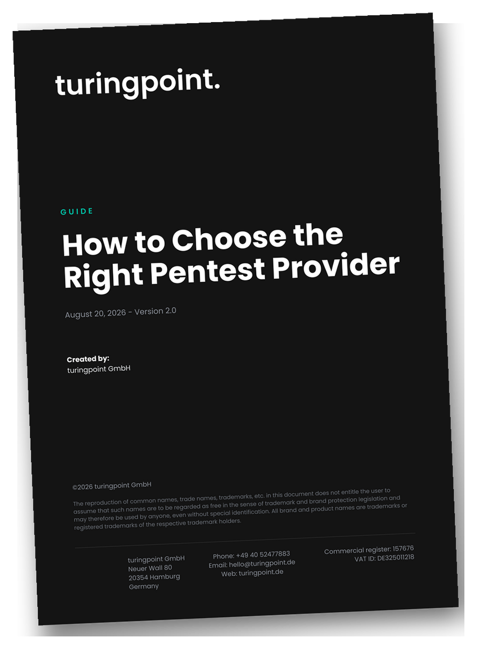 Cover of the turingpoint guide "How to Choose the Right Pentest Provider"