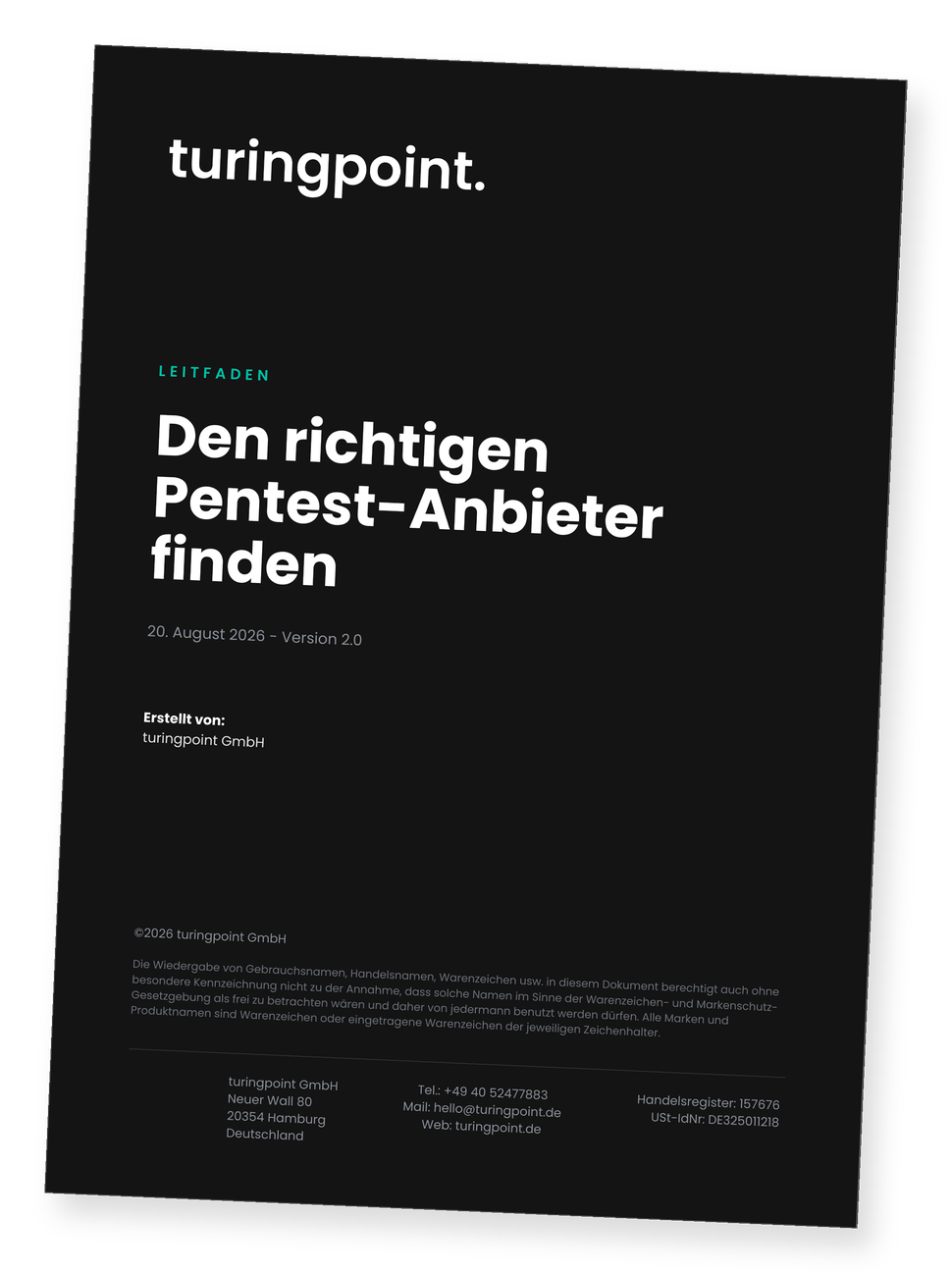 Cover des Leitfadens „Den richtigen Pentest-Anbieter finden" von turingpoint